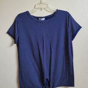 Thyme & Honey Polka Dot Short Sleeve Tie Front Shirt - Size‎ M